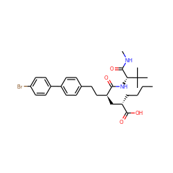 CCCC[C@@H](C[C@@H](CCc1ccc(-c2ccc(Br)cc2)cc1)C(=O)N[C@H](C(=O)NC)C(C)(C)C)C(=O)O ZINC000025989718