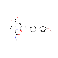 CCCC[C@@H](C[C@@H](CCc1ccc(-c2ccc(OC)cc2)cc1)C(=O)N[C@H](C(=O)NC)C(C)(C)C)C(=O)O ZINC000025990439