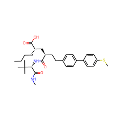 CCCC[C@@H](C[C@@H](CCc1ccc(-c2ccc(SC)cc2)cc1)C(=O)N[C@H](C(=O)NC)C(C)(C)C)C(=O)O ZINC000025987309