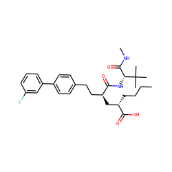 CCCC[C@@H](C[C@@H](CCc1ccc(-c2cccc(F)c2)cc1)C(=O)N[C@H](C(=O)NC)C(C)(C)C)C(=O)O ZINC000013761379