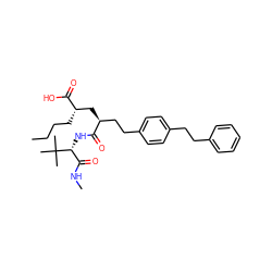 CCCC[C@@H](C[C@@H](CCc1ccc(CCc2ccccc2)cc1)C(=O)N[C@H](C(=O)NC)C(C)(C)C)C(=O)O ZINC000025985499