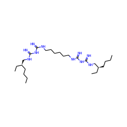 CCCC[C@@H](CC)CNC(=N)NC(=N)NCCCCCCNC(=N)NC(=N)NC[C@H](CC)CCCC ZINC000004468820