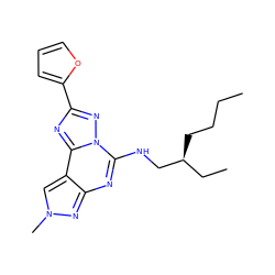 CCCC[C@@H](CC)CNc1nc2nn(C)cc2c2nc(-c3ccco3)nn12 ZINC000095574071