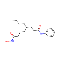 CCCC[C@@H](CCCC(=O)NO)CCC(=O)Nc1ccccc1 ZINC001772610670