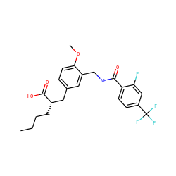 CCCC[C@@H](Cc1ccc(OC)c(CNC(=O)c2ccc(C(F)(F)F)cc2F)c1)C(=O)O ZINC000028652324