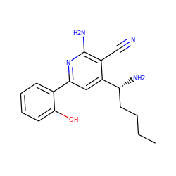 CCCC[C@@H](N)c1cc(-c2ccccc2O)nc(N)c1C#N ZINC000028347196