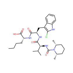CCCC[C@@H](NC(=O)[C@@H](Cc1c(Cl)[nH]c2ccccc12)NC(=O)[C@@H](NC(=O)N1[C@@H](C)CCC[C@H]1C)C(C)C)C(=O)O ZINC000026392364