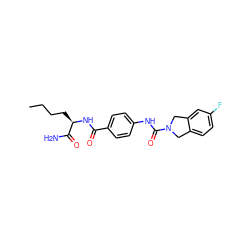 CCCC[C@@H](NC(=O)c1ccc(NC(=O)N2Cc3ccc(F)cc3C2)cc1)C(N)=O ZINC000166498223