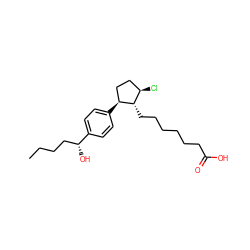 CCCC[C@@H](O)c1ccc([C@H]2CC[C@@H](Cl)[C@@H]2CCCCCCC(=O)O)cc1 ZINC001772626068