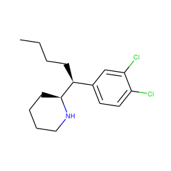 CCCC[C@@H](c1ccc(Cl)c(Cl)c1)[C@@H]1CCCCN1 ZINC000035090490