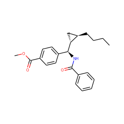 CCCC[C@@H]1C[C@H]1[C@@H](NC(=O)c1ccccc1)c1ccc(C(=O)OC)cc1 ZINC000005978516