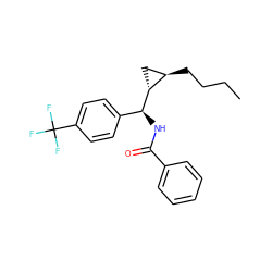 CCCC[C@@H]1C[C@H]1[C@@H](NC(=O)c1ccccc1)c1ccc(C(F)(F)F)cc1 ZINC000005978519