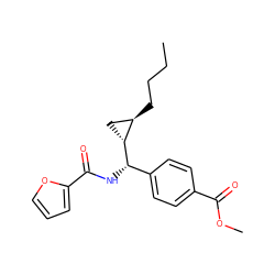 CCCC[C@@H]1C[C@H]1[C@@H](NC(=O)c1ccco1)c1ccc(C(=O)OC)cc1 ZINC000005978517