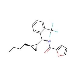 CCCC[C@@H]1C[C@H]1[C@@H](NC(=O)c1ccco1)c1ccccc1C(F)(F)F ZINC000005978534