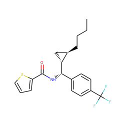 CCCC[C@@H]1C[C@H]1[C@@H](NC(=O)c1cccs1)c1ccc(C(F)(F)F)cc1 ZINC000005978520