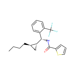 CCCC[C@@H]1C[C@H]1[C@@H](NC(=O)c1cccs1)c1ccccc1C(F)(F)F ZINC000005978535