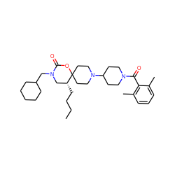 CCCC[C@@H]1CN(CC2CCCCC2)C(=O)OC12CCN(C1CCN(C(=O)c3c(C)cccc3C)CC1)CC2 ZINC000049015651