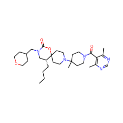 CCCC[C@@H]1CN(CC2CCOCC2)C(=O)OC12CCN(C1(C)CCN(C(=O)c3c(C)ncnc3C)CC1)CC2 ZINC000049768132