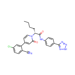 CCCC[C@H](C(=O)Nc1ccc(-c2nn[nH]n2)cc1)n1ccc(-c2cc(Cl)ccc2C#N)cc1=O ZINC001772610164