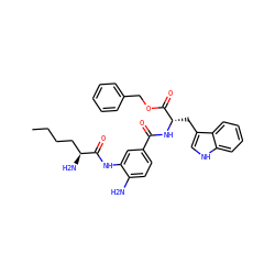 CCCC[C@H](N)C(=O)Nc1cc(C(=O)N[C@@H](Cc2c[nH]c3ccccc23)C(=O)OCc2ccccc2)ccc1N ZINC000299859128