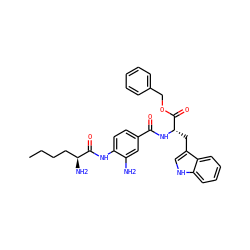 CCCC[C@H](N)C(=O)Nc1ccc(C(=O)N[C@@H](Cc2c[nH]c3ccccc23)C(=O)OCc2ccccc2)cc1N ZINC000299861396