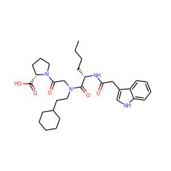 CCCC[C@H](NC(=O)Cc1c[nH]c2ccccc12)C(=O)N(CCC1CCCCC1)CC(=O)N1CCC[C@H]1C(=O)O ZINC000026746824