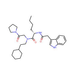 CCCC[C@H](NC(=O)Cc1c[nH]c2ccccc12)C(=O)N(CCC1CCCCC1)CC(=O)N1CCCC1 ZINC000026747175