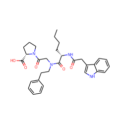 CCCC[C@H](NC(=O)Cc1c[nH]c2ccccc12)C(=O)N(CCc1ccccc1)CC(=O)N1CCC[C@H]1C(=O)O ZINC000026748523