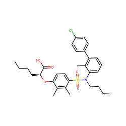 CCCC[C@H](Oc1ccc(S(=O)(=O)N(CCCC)c2cccc(-c3ccc(Cl)cc3)c2C)c(C)c1C)C(=O)O ZINC000071317048