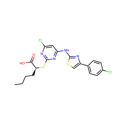 CCCC[C@H](Sc1nc(Cl)cc(Nc2nc(-c3ccc(Cl)cc3)cs2)n1)C(=O)O ZINC000103250244