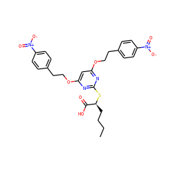 CCCC[C@H](Sc1nc(OCCc2ccc([N+](=O)[O-])cc2)cc(OCCc2ccc([N+](=O)[O-])cc2)n1)C(=O)O ZINC000053298801