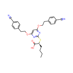 CCCC[C@H](Sc1nc(OCCc2ccc(C#N)cc2)cc(OCCc2ccc(C#N)cc2)n1)C(=O)O ZINC000053297696