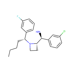 CCCC[C@H](c1cccc(F)c1)N1CC[C@H]1[C@@H](N)c1cccc(Cl)c1 ZINC000022941652