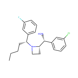 CCCC[C@H](c1cccc(F)c1)N1CC[C@H]1[C@H](N)c1cccc(Cl)c1 ZINC000022941659