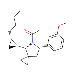 CCCC[C@H]1C[C@@H]1[C@@H]1N(C(C)=O)[C@H](c2cccc(OC)c2)CC12CC2 ZINC000007991704