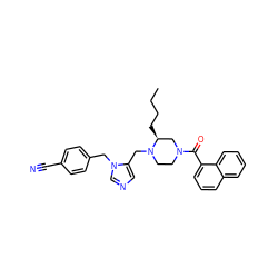 CCCC[C@H]1CN(C(=O)c2cccc3ccccc23)CCN1Cc1cncn1Cc1ccc(C#N)cc1 ZINC000027211762