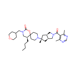 CCCC[C@H]1CN(CC2CCOCC2)C(=O)OC12CCN([C@@]1(C)C[C@@H]3CN(C(=O)c4c(C)ncnc4C)C[C@@H]3C1)CC2 ZINC000253632490