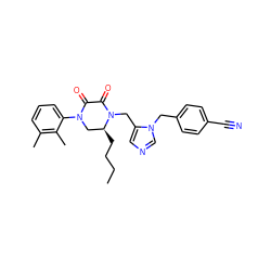 CCCC[C@H]1CN(c2cccc(C)c2C)C(=O)C(=O)N1Cc1cncn1Cc1ccc(C#N)cc1 ZINC000027627515