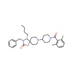 CCCC[C@H]1N(Cc2ccccc2)C(=O)OC12CCN(C1CCN(C(=O)c3c(C)cccc3C)CC1)CC2 ZINC000049016918