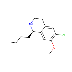 CCCC[C@H]1NCCc2cc(Cl)c(OC)cc21 ZINC000045285910