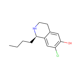 CCCC[C@H]1NCCc2cc(O)c(Cl)cc21 ZINC000045262026