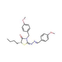 CCCC[C@H]1S/C(=N/N=C/c2ccc(OC)cc2)N(Cc2ccc(OC)cc2)C1=O ZINC000004906662