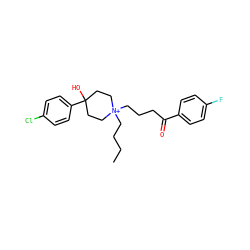 CCCC[N+]1(CCCC(=O)c2ccc(F)cc2)CCC(O)(c2ccc(Cl)cc2)CC1 ZINC000038218492