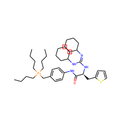 CCCC[P+](CCCC)(CCCC)Cc1ccc(NC(=O)[C@H](Cc2cccs2)N/C(=N/C2CCCCC2)NC2CCCCC2)cc1 ZINC000027191616