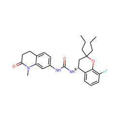 CCCC1(CCC)C[C@@H](NC(=O)Nc2ccc3c(c2)N(C)C(=O)CC3)c2cccc(F)c2O1 ZINC000143413015