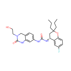 CCCC1(CCC)C[C@@H](NC(=O)Nc2ccc3c(c2)NC(=O)N(CCO)C3)c2cc(F)ccc2O1 ZINC000144209617