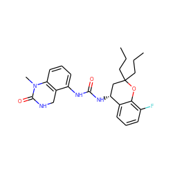 CCCC1(CCC)C[C@@H](NC(=O)Nc2cccc3c2CNC(=O)N3C)c2cccc(F)c2O1 ZINC000144357470