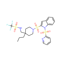 CCCC1(CNS(=O)(=O)C(F)(F)F)CCN(S(=O)(=O)c2cc3ccccc3n2S(=O)(=O)c2ccccn2)CC1 ZINC000064528229