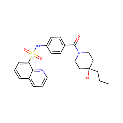 CCCC1(O)CCN(C(=O)c2ccc(NS(=O)(=O)c3cccc4cccnc34)cc2)CC1 ZINC000221277006