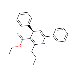 CCCC1=C(C(=O)OCC)[C@@H](c2ccccc2)C=C(c2ccccc2)N1 ZINC000169348089